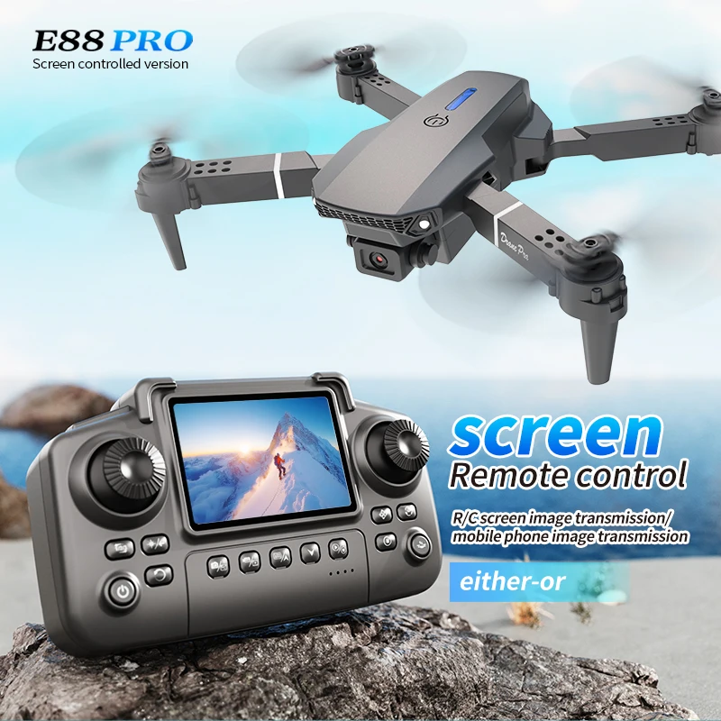 Drone Camera Wide Angle - Drone Profissional E88 PRO com Tela,