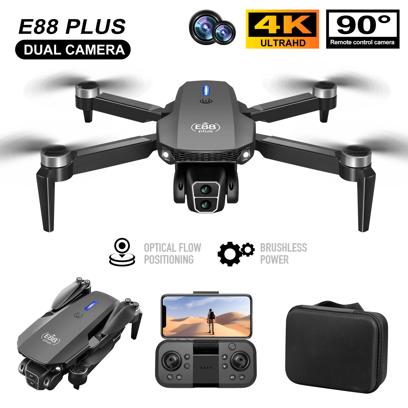 Novo drone quadricóptero E88 P - Drone Camera Hd avaliação e preço